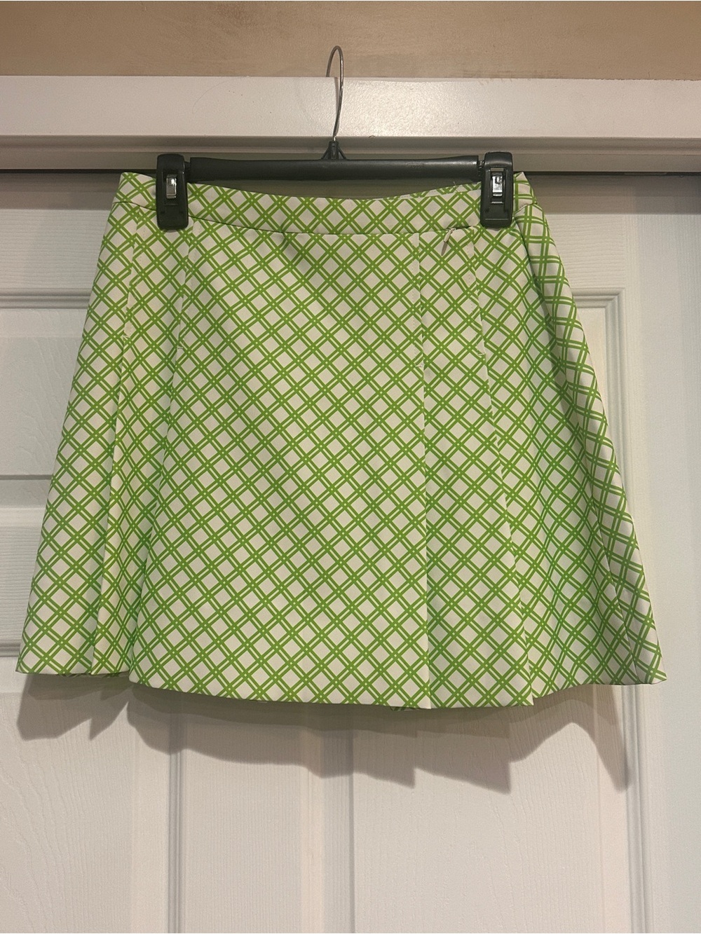 Tory Burch Green Lattice Midi Skirt